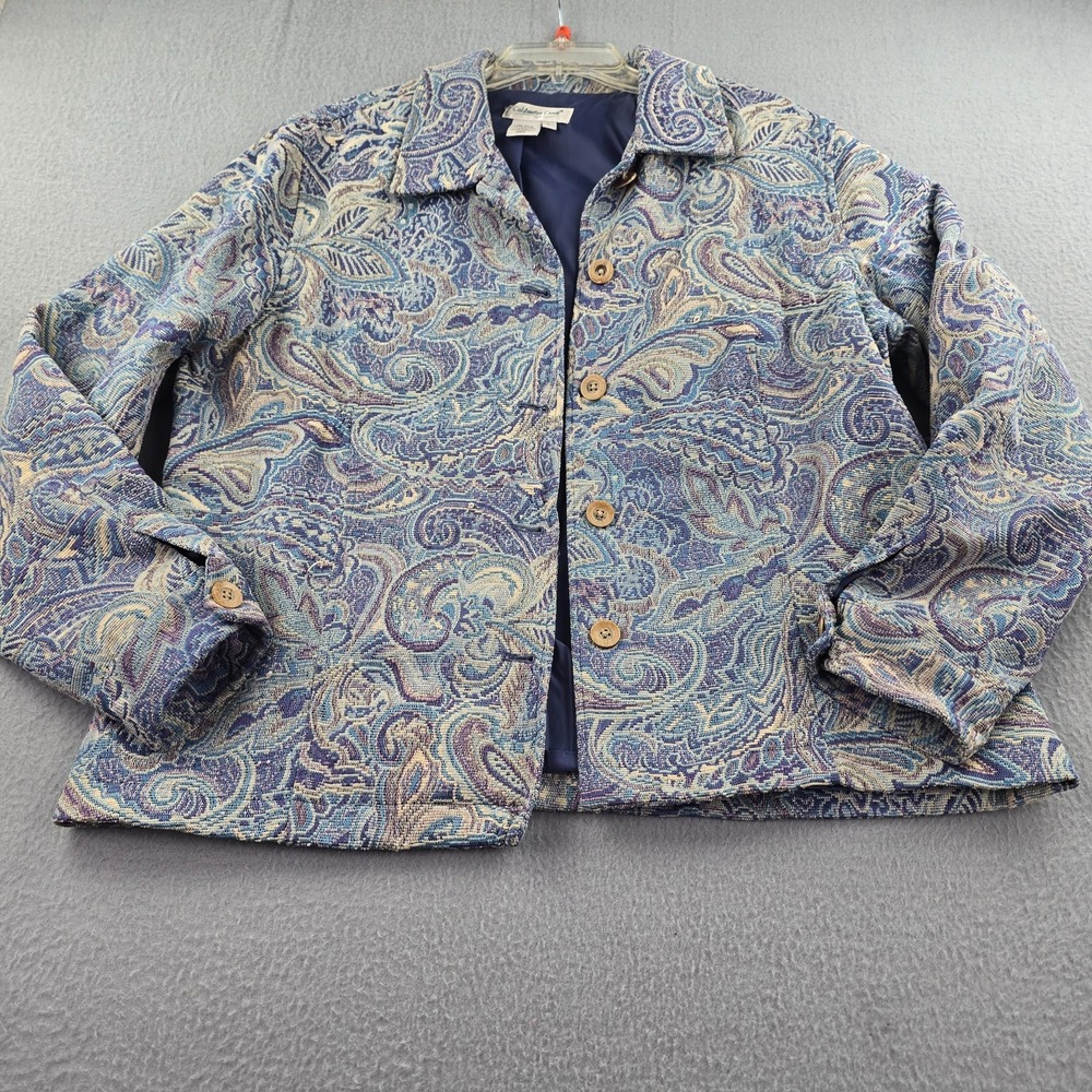 Coldwater Creek Tapestry Jacket Women Large Multicolor Cotton Paisley Embroidery